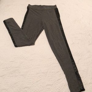 PINK Gray Leather Trimmed Leggings